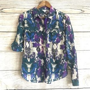 Calvin Klein button down colorful blouse. Size M